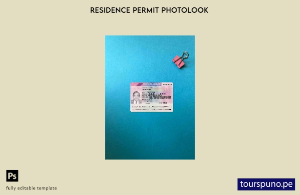 listo para imprimir Plantilla FRONTAL de fotolook de la versión del permiso de 1